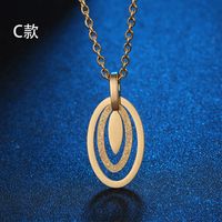 Simple New Fashion Double Ring Female Collarbone Sweater Chain Titanium Steel sku image 3