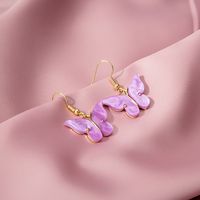 Shell Butterfly Fashion Color Gradient Alloy Earrings sku image 3