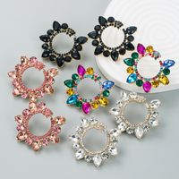 Fashion New Alloy Diamond Rhinestone Geometric Flower Earrings Female main image 1