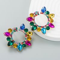 Fashion New Alloy Diamond Rhinestone Geometric Flower Earrings Female main image 3