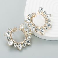 Fashion New Alloy Diamond Rhinestone Geometric Flower Earrings Female main image 5