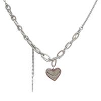 Vintage Tassel Heart Pendant Hollow Chain Titanium Steel Necklace Wholesale sku image 1