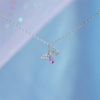 Vintage Hollow Butterfly Pink Rhinestone Alloy Necklace Wholesale sku image 2