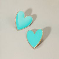 Fashion Contrast Color Alloy Heart Shaped Earrings Wholesale sku image 7