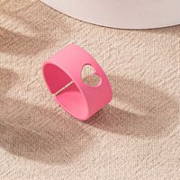Simple Candy Color Heart Open Ring Creative Spray Paint Couple Ring sku image 3