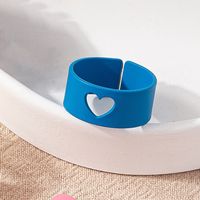 Simple Candy Color Heart Open Ring Creative Spray Paint Couple Ring sku image 5