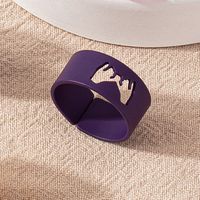 Simple Candy Color Heart Open Ring Creative Spray Paint Couple Ring sku image 9