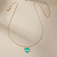 Vintage Contrast Color Heart Shaped Single Layer Alloy Necklace Wholesale sku image 1