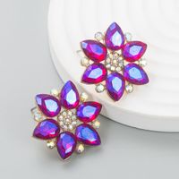 Fashion New Simple Shiny Alloy Diamond Flower Women's Earrings Wholesale sku image 3