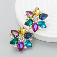 Fashion New Simple Shiny Alloy Diamond Flower Women's Earrings Wholesale sku image 4