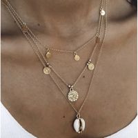 Ethnische Legierung Eingelegte Perlen-shell-mehrschichtige Geometrische Kreis-halsketten-großverkauf sku image 5