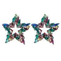 Moda Tendencia Aleación Diamante Rhinestone Colorido Estrella Pendientes Mujer main image 8