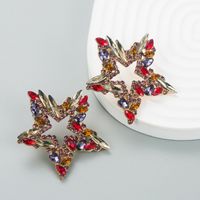 Moda Tendencia Aleación Diamante Rhinestone Colorido Estrella Pendientes Mujer sku image 1