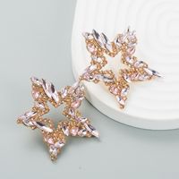 Moda Tendencia Aleación Diamante Rhinestone Colorido Estrella Pendientes Mujer sku image 3