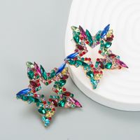 Moda Tendencia Aleación Diamante Rhinestone Colorido Estrella Pendientes Mujer sku image 4