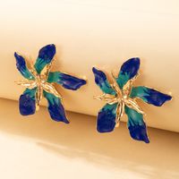 New Cross-border Popular Jewelry European And American Personality Exaggerated Multi-layer Alloy Dripping Oil Flower Flower Earrings Earrings sku image 7