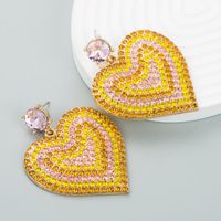 Fashion Alloy Diamond-encrusted Rhinestone Heart Earrings Earrings Female sku image 2