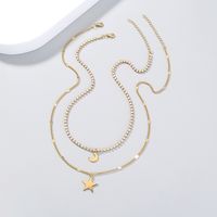 Simple New Fashion Jewelry Star Moon Element Pendant Claw Chain Multi-layer Layered Necklace 2 main image 3