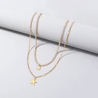 Simple New Fashion Jewelry Star Moon Element Pendant Claw Chain Multi-layer Layered Necklace 2 main image 6