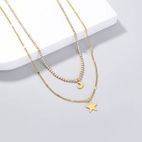 Simple Nouvelle Mode Bijoux Étoile Lune Élément Pendentif Griffe Chaîne Multicouche Couches Collier 2 sku image 1