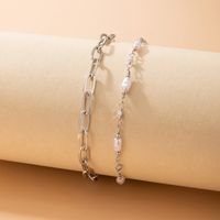 Fashion New Alloy Punk Style Chain Beaded Anklet Two-piece Set main image 5