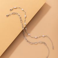 Fashion New Alloy Punk Style Chain Beaded Anklet Two-piece Set main image 8