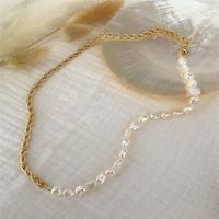 Fashion Twist Necklace Copper Plated 14k Gold Stitching Pearl Necklace sku image 1