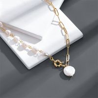 Fashion Freshwater Pearl Necklace Simple Copper Collarbone Chain sku image 1