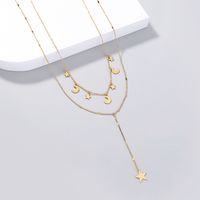 Minority Design Simple Jewelry Star Moon Element Cross Chain Necklace 2 main image 5