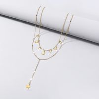 Minority Design Simple Jewelry Star Moon Element Cross Chain Necklace 2 main image 6