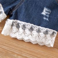 Children's Clothing One-shoulder Lace Top Denim Shorts Suit Baby Girl main image 6