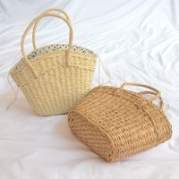 Women New Fashion Straw Woven Portable Seaside Holiday Handbag41*25cm main image 4