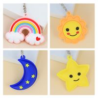 Creative Rainbow Smiley Face Sun Moon Star Keychain Pvc Bag Pendant main image 3