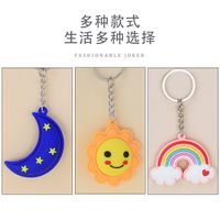 Creative Rainbow Smiley Face Sun Moon Star Keychain Pvc Bag Pendant main image 4