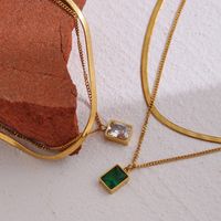 201 Stainless Steel 304 Stainless Steel Glass Gold Plated Simple Style Plating Geometric Necklace main image 4