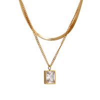 201 Stainless Steel 304 Stainless Steel Glass Gold Plated Simple Style Plating Geometric Necklace main image 2