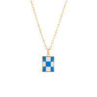 Classic Lattice Blue Checkerboard Checkered Stainless Steel Sweater Chain main image 6