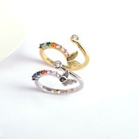 Fashion Butterfly Ring Female Copper Gold-plated Color Zircon Open Ring main image 1