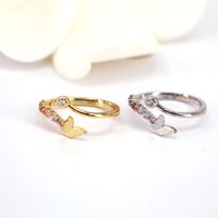 Fashion Butterfly Ring Female Copper Gold-plated Color Zircon Open Ring main image 3