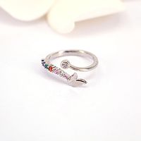 Fashion Butterfly Ring Female Copper Gold-plated Color Zircon Open Ring main image 5