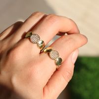 Geometric Gold-plated Copper Inlaid Micro Zircon Adjustable Index Finger Ring main image 2