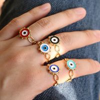Creative Turkish Devil's Eye Ring Female Color Drop Oil Enamel Copper Ring main image 1