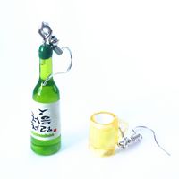 Cute Creative Asymmetric Wine Bottle Wine Glass Resin Earrings main image 6