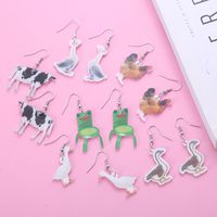 Creative Earrings Simulation Animal Acrylic Printing Frog Earrings main image 5
