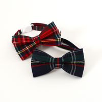 Christmas Plaid Bell Bow Tie Adjustable Cat Dog Safety Buckle Collar Accessories main image 1