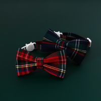 Christmas Plaid Bell Bow Tie Adjustable Cat Dog Safety Buckle Collar Accessories main image 3