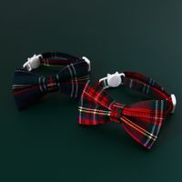 Christmas Plaid Bell Bow Tie Adjustable Cat Dog Safety Buckle Collar Accessories main image 4