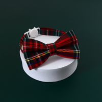 Christmas Plaid Bell Bow Tie Adjustable Cat Dog Safety Buckle Collar Accessories main image 6