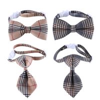 Pet British Gentleman Plaid Striped Bow Tie Collar Cat Dog Anti-suffocation Accessories main image 1