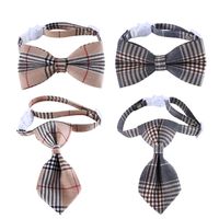 Pet British Gentleman Plaid Striped Bow Tie Collar Cat Dog Anti-suffocation Accessories main image 2